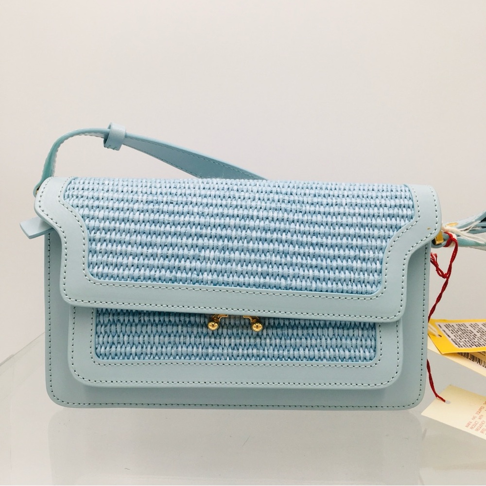 MARNI - Trunk Soft East/ West- Light Blue Shoulder Bag